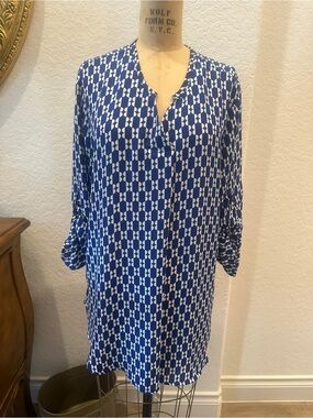Jules & Leopold Blue and White Geometric Tunic